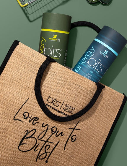 LOVE YOU TO BITS - Jute Tote (Brown/Black) - ENERGYbits