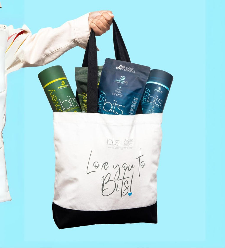 LOVE YOU TO BITS - White Tote (Pink Heart) - ENERGYbits