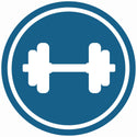 Dumbbell icon representing fitness and strength, showing how spirulina tablets support workout recovery.