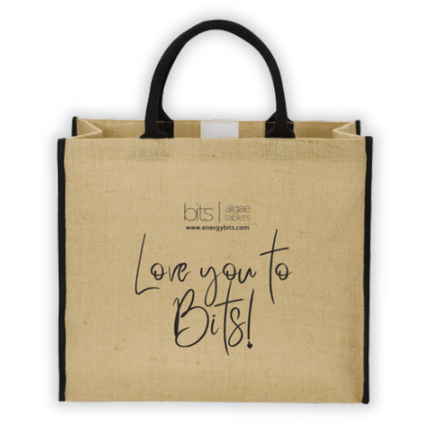 LOVE YOU TO BITS - Jute Tote (Brown/Black) - ENERGYbits