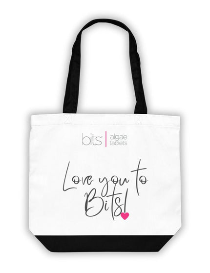 LOVE YOU TO BITS - White Tote (Pink Heart) - ENERGYbits