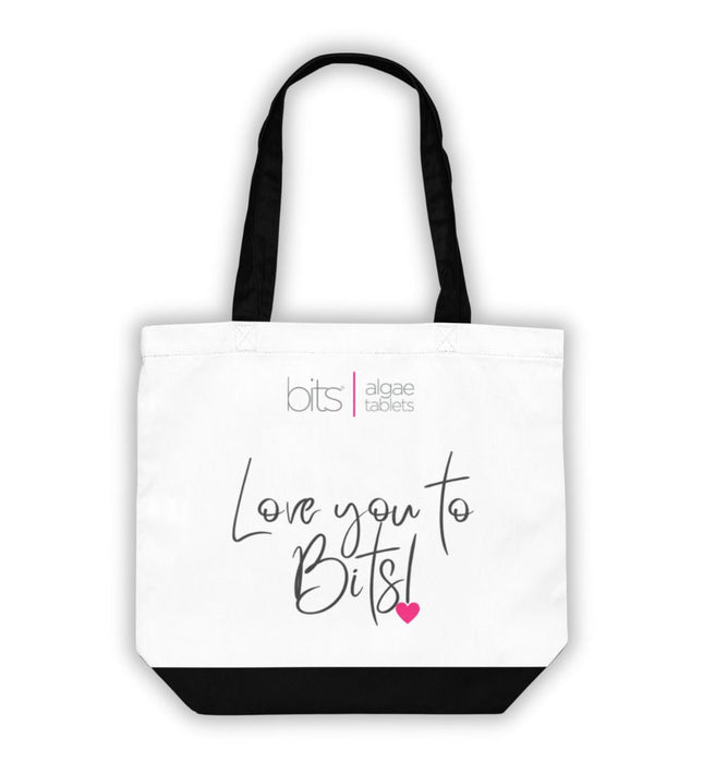 LOVE YOU TO BITS - White Tote (Pink Heart) - ENERGYbits
