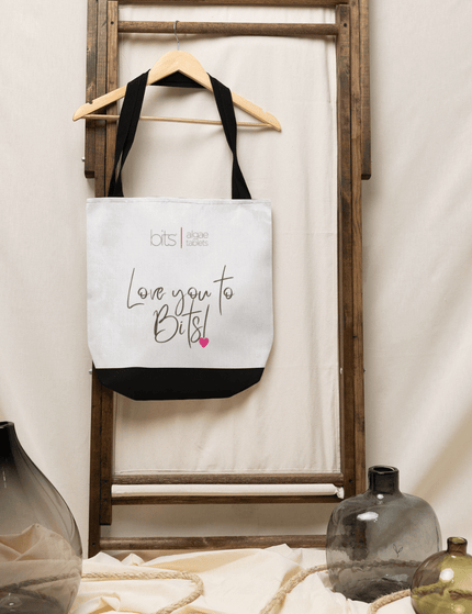 LOVE YOU TO BITS - White Tote (Pink Heart) - ENERGYbits